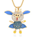 Blue and White Austrian Crystal Dainty Pendant Necklace 28-30 Inches in Goldtone - Sticky add to cart bar