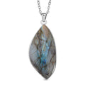 Malagasy Labradorite Pendant Necklace (20 Inches) in Stainless Steel 40.00 ctw , Tarnish-Free, Waterproof, Sweat Proof Jewelry - Sticky add to cart bar