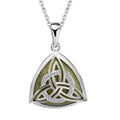 Connemara Marble Necklace , Sterling Silver Necklace , Celtic Knot Pendant Necklace, White Zircon Accent Pendant, Princess Length Pendant Necklace 11.15 ctw - Sticky add to cart bar