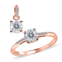 100 Facets Moissanite Ring and Pendant in Platinum Over Sterling Silver 1.50 ctw
