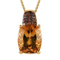 Golden Scapolite and Brown Zircon Pendant Necklace 20 Inches in Vermeil Yellow Gold Over Sterling Silver 5.10 ctw - Sticky add to cart bar