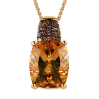 Golden Scapolite and Brown Zircon Pendant Necklace 20 Inches in Vermeil Yellow Gold Over Sterling Silver 5.10 ctw