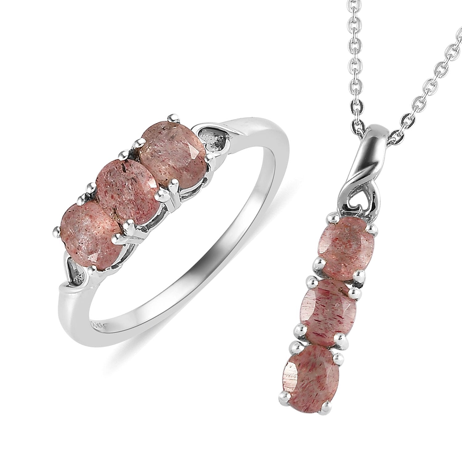 Natural Tanzanian Natronite Ring Pendant Necklace 20 Inches in Platinum Over Sterling Silver 3.15 ctw