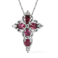Natural Wine Garnet Necklace in Sterling Silver, White Zircon Necklace, Cross Pendant, Religious Jewelry (20 Inches) 1.25 ctw - Sticky add to cart bar