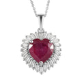 TLV AAA Niassa Ruby (FF), Moissanite Heart Halo Pendant Necklace (20 Inches) in Platinum Over Sterling Silver 6.15 ctw - Sticky add to cart bar