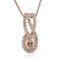 Premium Marropino Morganite, Natural White Zircon Pendant Necklace (20 Inches) in Vermeil RG Over Sterling Silver - Sticky add to cart bar