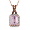 Premium Martha Rocha Kunzite, White Zircon and Brown Zircon Halo Pendant Necklace 20 Inches in Vermeil Rose Gold Over Sterling Silver 3.50 ctw - Sticky add to cart bar