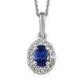 AAA Tanzanite and Natural White Zircon Halo Pendant Necklace 20 Inches in Platinum Over Sterling Silver 0.85 ctw - Sticky add to cart bar
