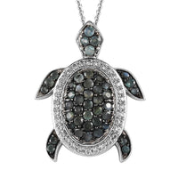 Narsipatnam Alexandrite and White Zircon Turtle Pendant Necklace 20 Inches in Platinum Over Sterling Silver 2.00 ctw