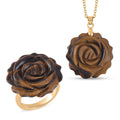 TLV Lapis Lazuli Flower Ring (Size 6) and Necklace (20 Inches) in Silvertone 6.00 ctw - Sticky add to cart bar