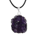 Purple Druzy Small Pendant Necklace 20 Inches in Silvertone - Sticky add to cart bar
