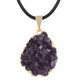 Purple Druzy Small Pendant Necklace 20 Inches in Silvertone - Sticky add to cart bar