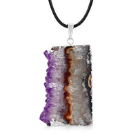 Amethyst Pendant Necklace 20 Inches in Silvertone 45.00 ctw