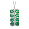 AAA Kagem Emerald and White Zircon Pendant Necklace 18 Inches in Rhodium Over Sterling Silver 3.10 ctw - Sticky add to cart bar