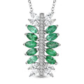AAA Kagem Emerald and White Zircon Pendant Necklace 18 Inches in Rhodium Over Sterling Silver 2.20 ctw - Sticky add to cart bar