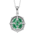 AAA Kagem Emerald and White Zircon Pendant Necklace 18 Inches in Rhodium Over Sterling Silver 1.10 ctw - Sticky add to cart bar