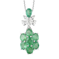 AAA Kagem Emerald and White Zircon Pendant Necklace 18 Inches in Rhodium Over Sterling Silver 3.50 ctw - Sticky add to cart bar