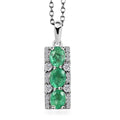 AAA Kagem Emerald and White Zircon Pendant Necklace 18 Inches in Rhodium Over Sterling Silver 1.25 ctw - Sticky add to cart bar