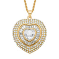 White Austrian Crystal Heart Pendant Necklace 28-30 Inches in Silvertone - Sticky add to cart bar