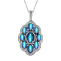 Aurora Moonstone (D) and White Zircon Pendant Necklace 20 Inches in Platinum Over Sterling Silver 6.75 ctw - Sticky add to cart bar