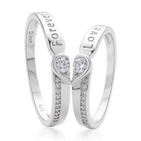 Set of 2 Moissanite Band Ring in Rhodium Over Sterling Silver 0.35 ctw