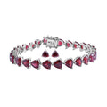 Mozambique Garnet Trillion Tennis Bracelet (6.25In) and Stud Earrings in Platinum Over Sterling Silver 8.70 Grams 23.50 ctw - Sticky add to cart bar