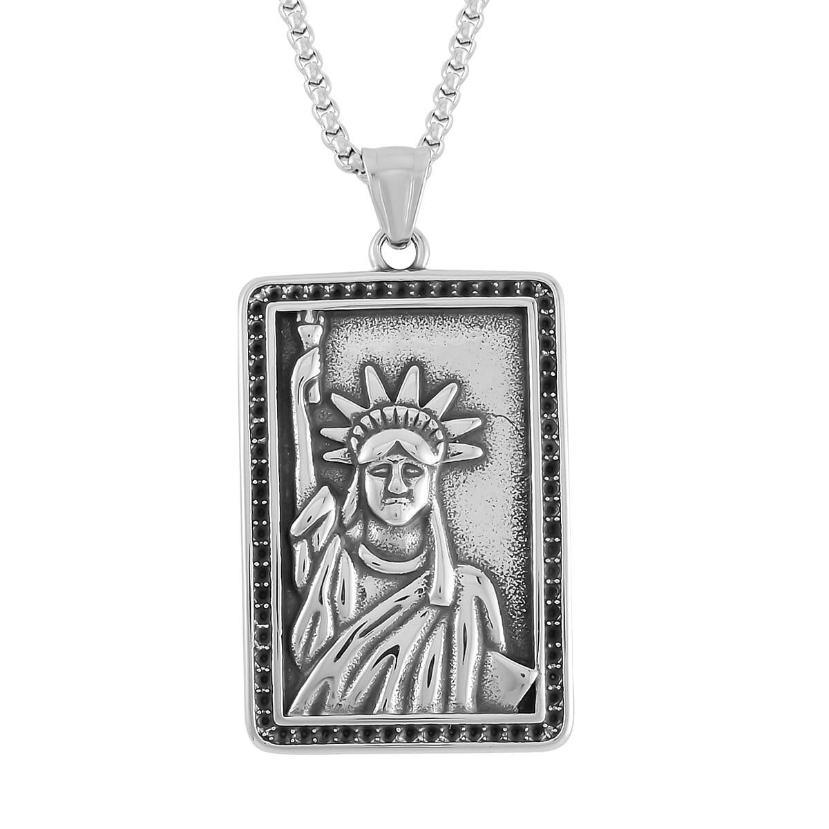 Elephant Head Pendant Necklace (24 Inches) in Stainless Steel