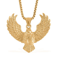 Eagle Pendant Necklace 24 Inches in ION Plated YG Stainless Steel