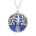 Lapis Lazuli Tree of Life Pendant Necklace (20 Inches) in Stainless Steel - Sticky add to cart bar