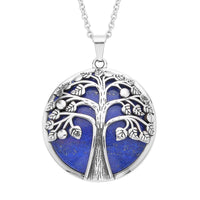 Lapis Lazuli Tree of Life Pendant Necklace (20 Inches) in Stainless Steel