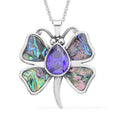 Simulated Purple Sapphire and Abalone Shell Dragonfly Pendant Necklace in Stainless Steel 20 Inches - Sticky add to cart bar