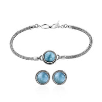 BALI LEGACY Larimar Bracelet (7.50In) and Earrings in Sterling Silver 10 Grams 7.00 ctw
