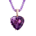 TLV Rose De France Amethyst Heart Pendant with Beaded Necklace (20 Inches) in Vermeil RG Over Sterling Silver 139.20 ctw - Sticky add to cart bar