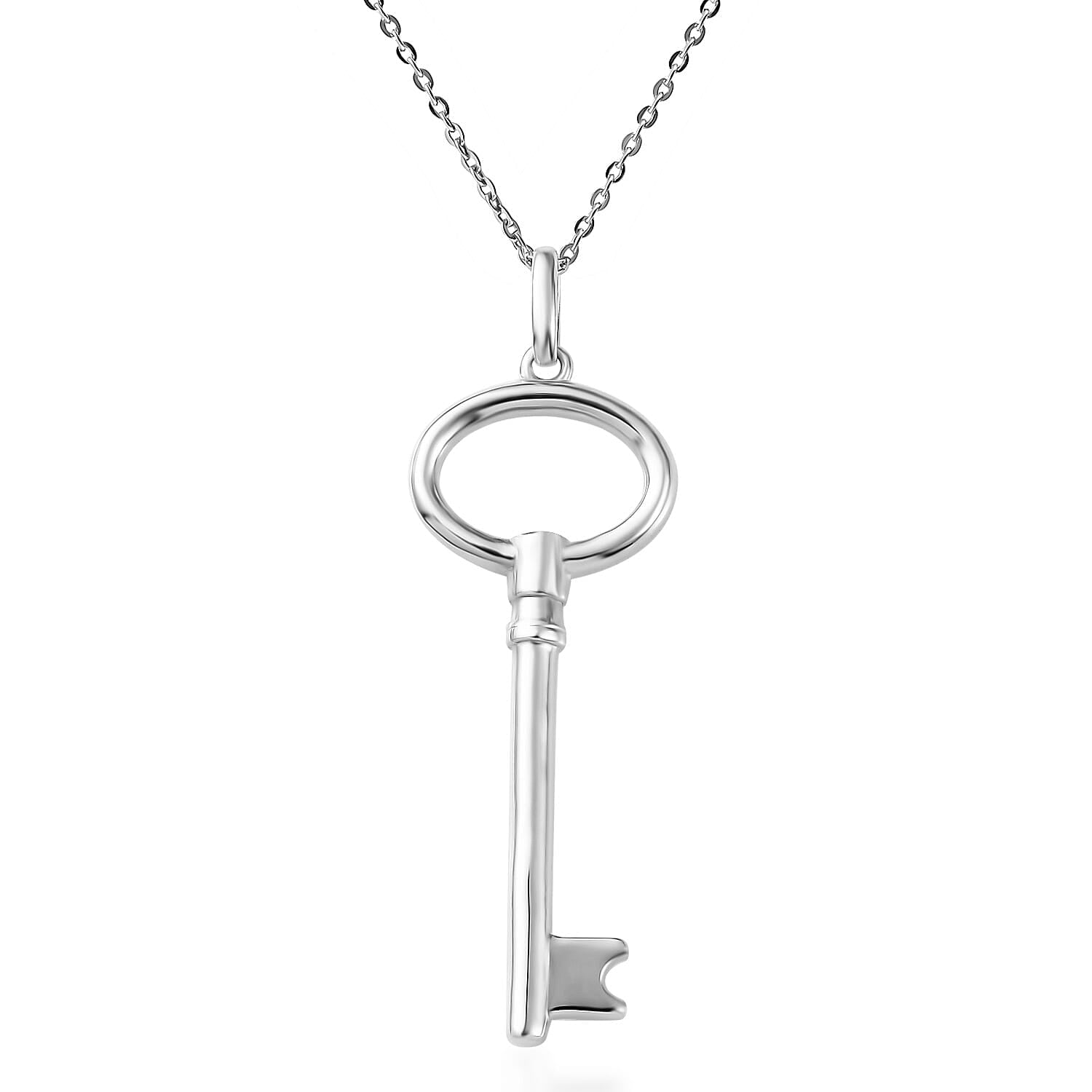Vermeil RG Over Sterling Silver Key Pendant Necklace (20 Inches) (6 g)