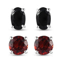 Set of 2 Mozambique Garnet and Peridot Stud Earrings in Sterling Silver 1.50 ctw - Sticky add to cart bar
