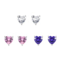 Set of 3 Simulated White, Pink and Blue Diamond Solitaire Stud Earrings in Sterling Silver - Sticky add to cart bar
