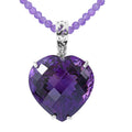Lusaka Amethyst Heart Pendant with Amethyst Beaded Necklace 18 Inches in Platinum Over Sterling Silver 125.00 ctw - Sticky add to cart bar