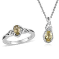 Brazilian Golden Apatite and Natural White Zircon Ring and Pendant Necklace 20 Inches in Platinum Over Sterling Silver 1.00 ctw - Sticky add to cart bar