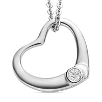 Moissanite Heart Pendant Necklace (20 Inches) in Platinum Over Sterling Silver 0.05 ctw
