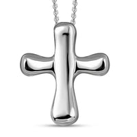 Platinum Over Sterling Silver Cross Pendant Necklace 20 Inches 4.25 Grams