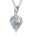 Premium Mangoro Aquamarine and White Zircon Pendant Necklace 20 Inches in Platinum Over Sterling Silver 0.50 ctw - Sticky add to cart bar