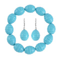 Tahitian Color Shell Pearl Beaded Stretch Bracelet and Earrings in Stainless Steel - Sticky add to cart bar