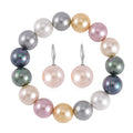 Multi Color Shell Pearl Stretch Bracelet and Earrings in Silvertone - Sticky add to cart bar