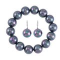 Multi Color Shell Pearl Stretch Bracelet and Earrings in Silvertone - Sticky add to cart bar