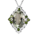 AAA Montezuma Prasiolite and Chrome Diopside Pendant Necklace 20 Inches in Platinum Over Sterling Silver 5.75 ctw - Sticky add to cart bar