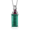 Emeraldine Quartz (Triplet) and Orissa Rhodolite Garnet Pendant Necklace 20 Inches in Platinum Over Sterling Silver 5.15 ctw - Sticky add to cart bar