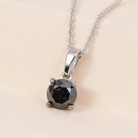 Ankur Treasure Chest Premium Black Diamond Solitaire Pendant Necklace 20 Inches in Platinum Over Sterling Silver 1.00 ctw