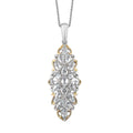 Brazilian Goshenite and White Zircon Elongated Pendant Necklace 20 Inches in Vermeil YG and Platinum Over Sterling Silver 3.50 ctw - Sticky add to cart bar