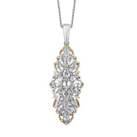 Brazilian Goshenite and White Zircon Elongated Pendant Necklace 20 Inches in Vermeil YG and Platinum Over Sterling Silver 3.50 ctw