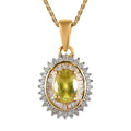 AAA Sava Sphene and Diamond Sunburst Pendant Necklace 20 Inches in Vermeil Yellow Gold Over Sterling Silver 1.15 ctw - Sticky add to cart bar